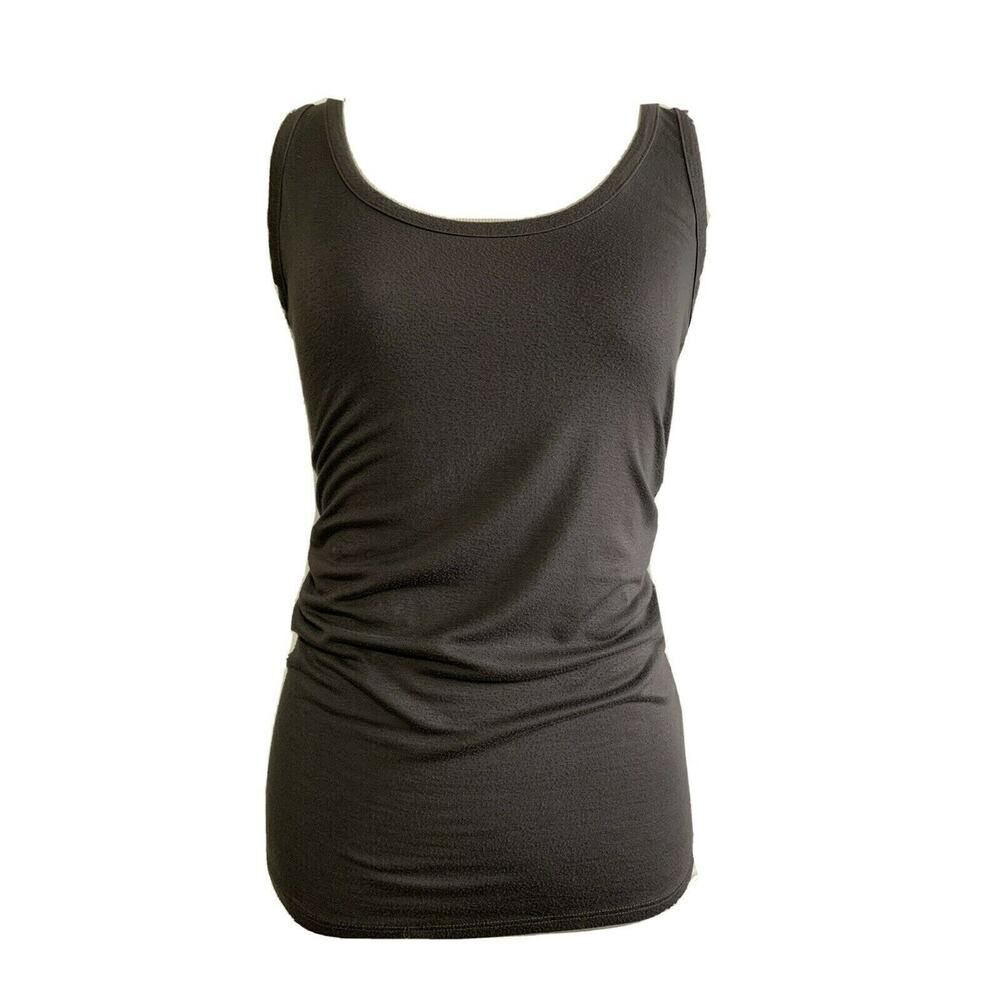 FOREIGN EXCHANGE Dark Charcoal Gray Sleeveless Fitted Tank Top Stretch Scoop M